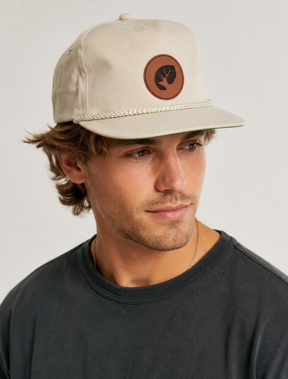 Unbranded Men’s Cream Rope-Trim Snapback Hat